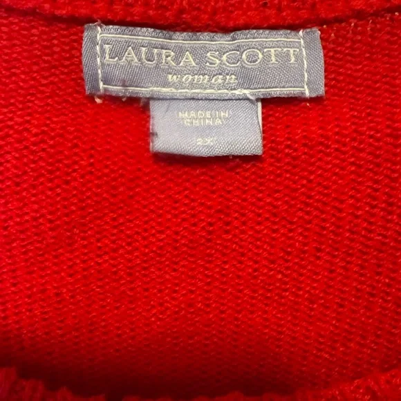 Laura Scott Red Scottie Dog Sweater Women’s 2X Pullover Top - Picture 3 of 4
